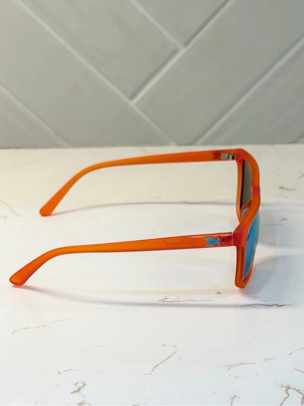Knockaround Premium Sports Polarized Sunglasses Bright Orange with Blue Lenses